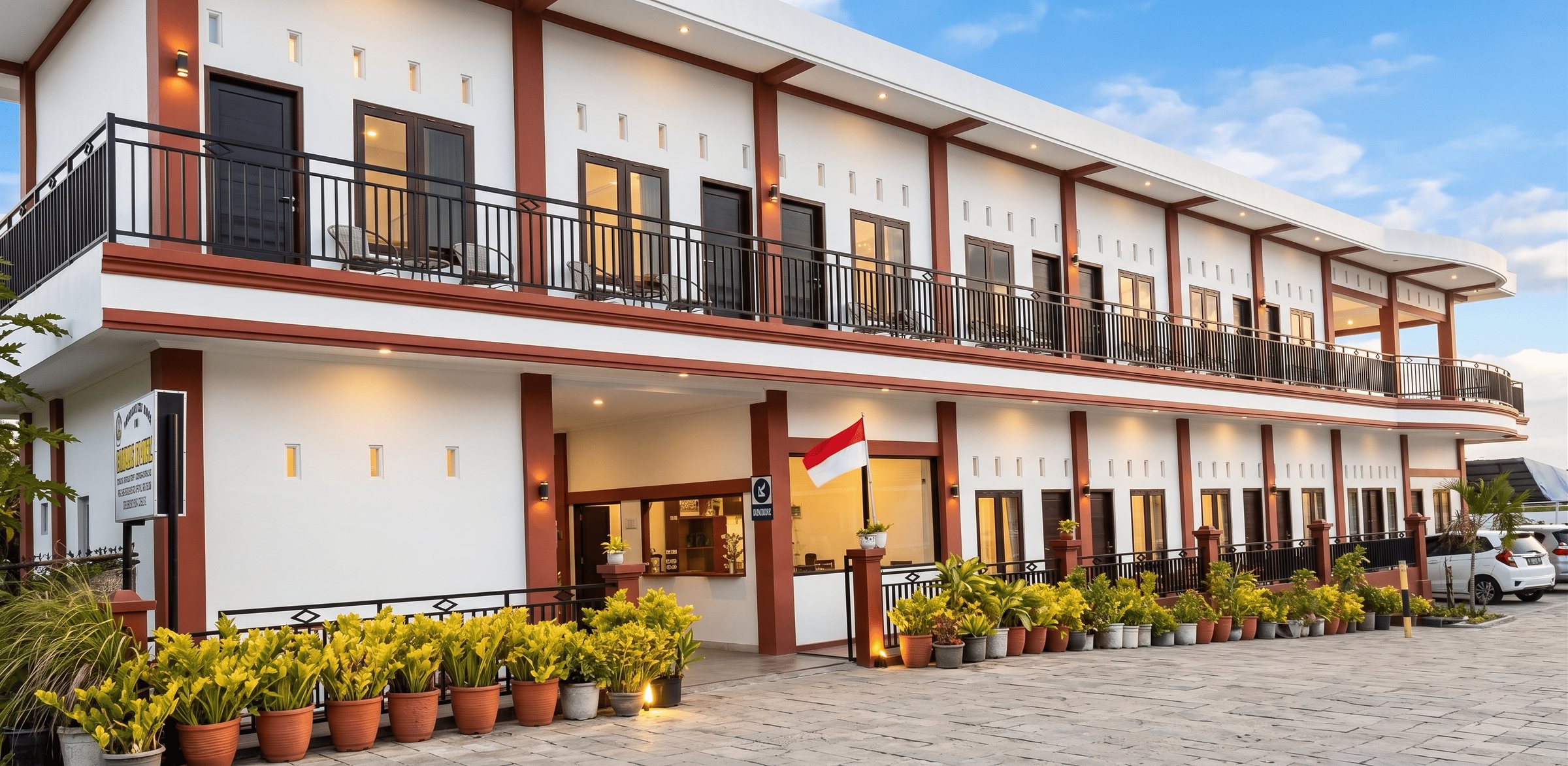 Fasad Dermaga Hotel Parbaba saat senja